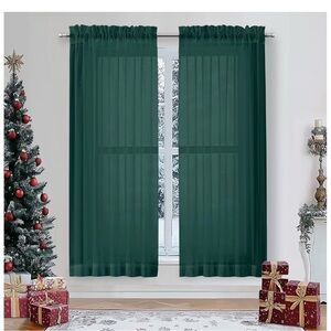 Hunter Green Sheer Curtains (2 sets/4 panels)